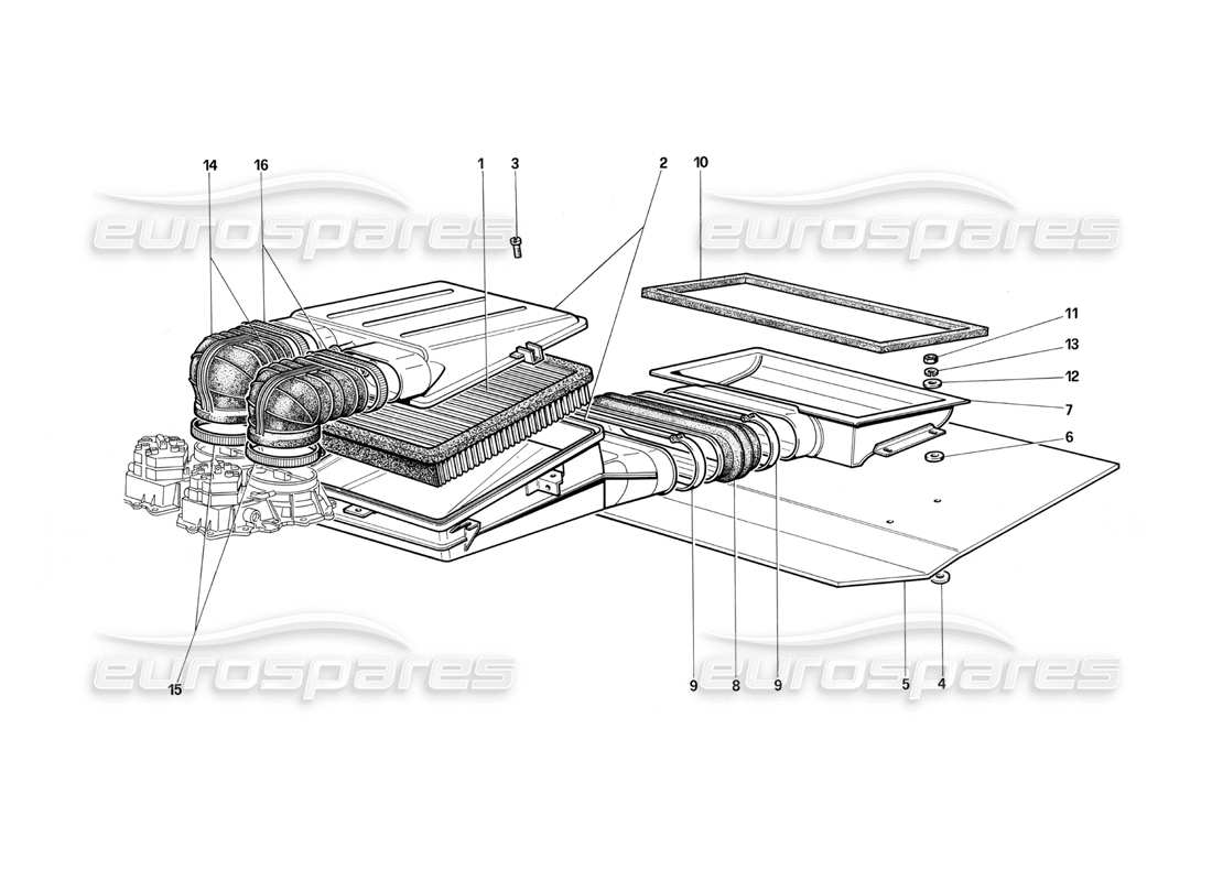 ferrari testarossa (1987) lufteinlass teilediagramm
