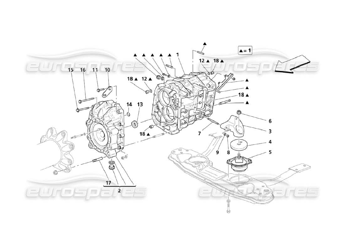 maserati qtp. (2006) 4.2 getriebegehäuse teilediagramm