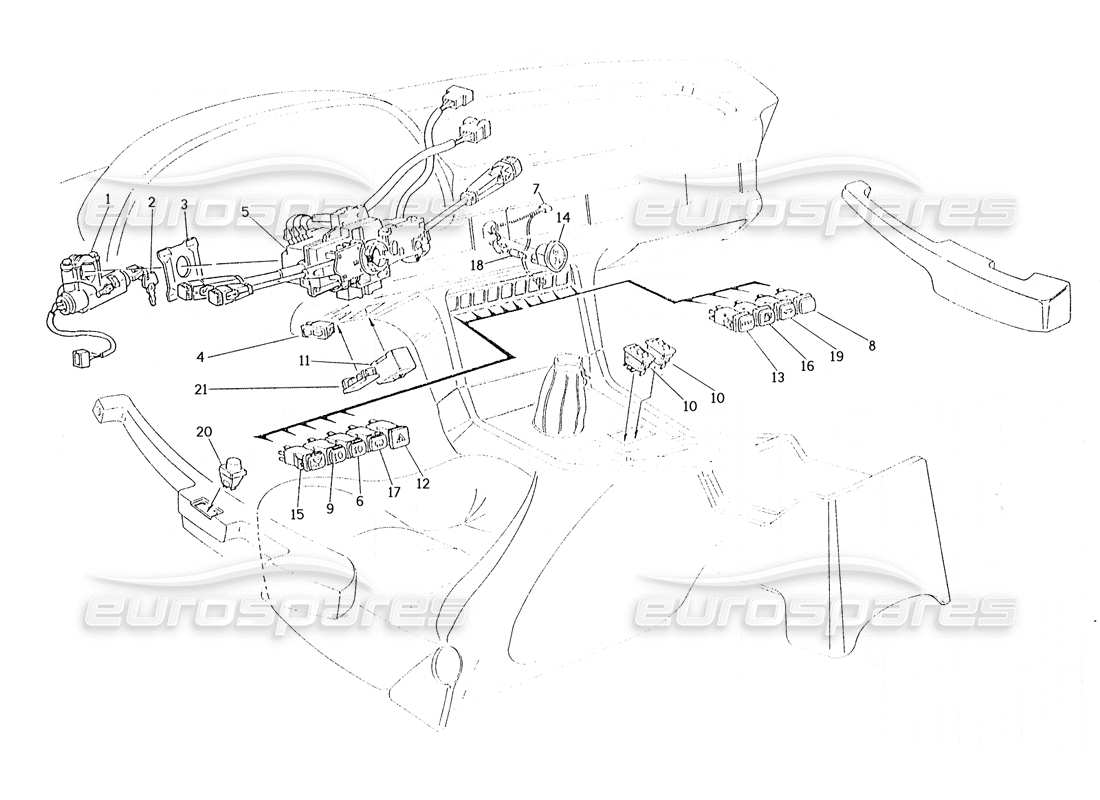 maserati karif 2.8 schalter und lenkung teilediagramm