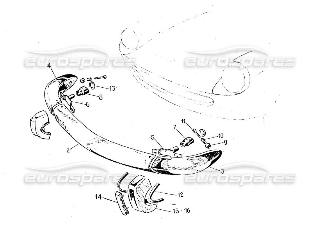 ferrari 330 gt 2+2 (coachwork) frontstoßstange serie 2 (gemäß gsdvn 567 - gemäß gddvn 60) ersatzteildiagramm
