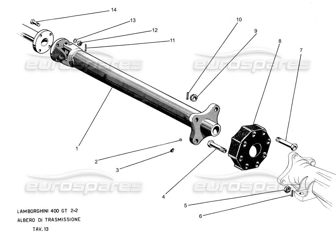 lamborghini 400 gt prop shaft part diagram