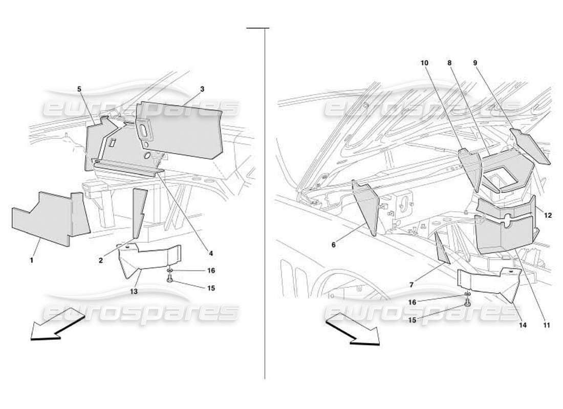 ferrari 550 barchetta feuerfeste isolierungen für den motorraum - nicht für gd - ersatzteildiagramm