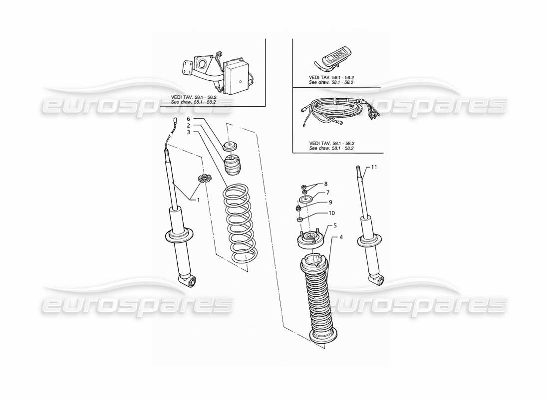 maserati ghibli 2.8 gt (variante) teilediagramm des hinteren stoßdämpfers