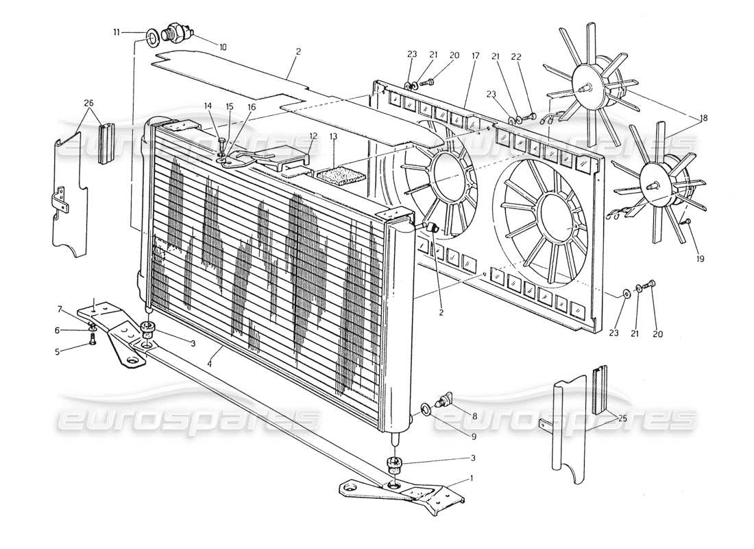 maserati karif 2.8 heizkörper- und kühlbräune teilediagramm