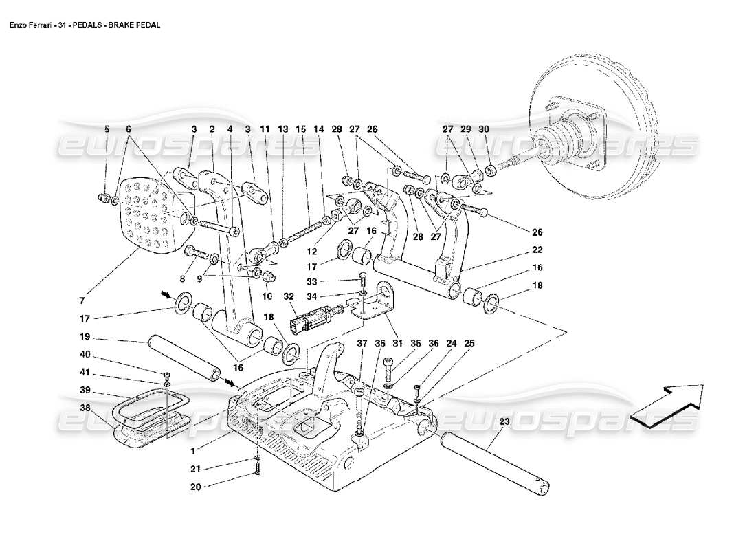 ferrari enzo pedals brake pedal part diagram