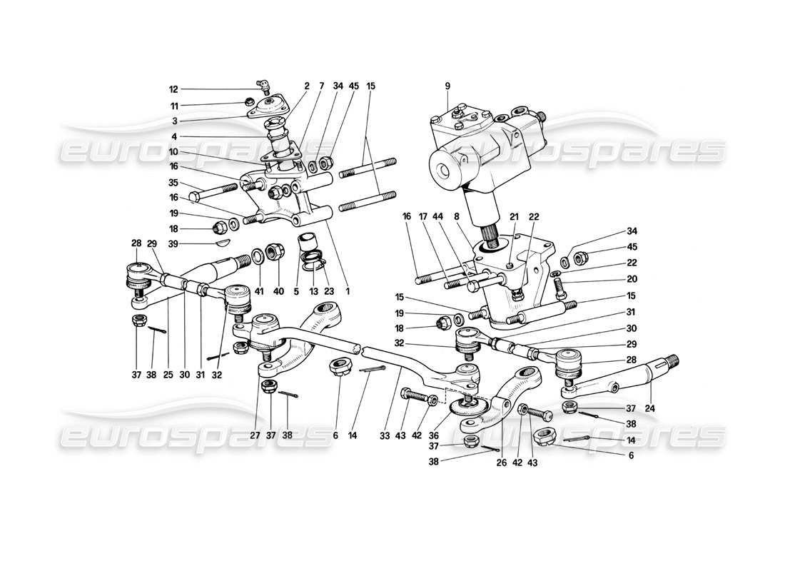ferrari 400i (1983 mechanical) teilediagramm für lenkgestänge
