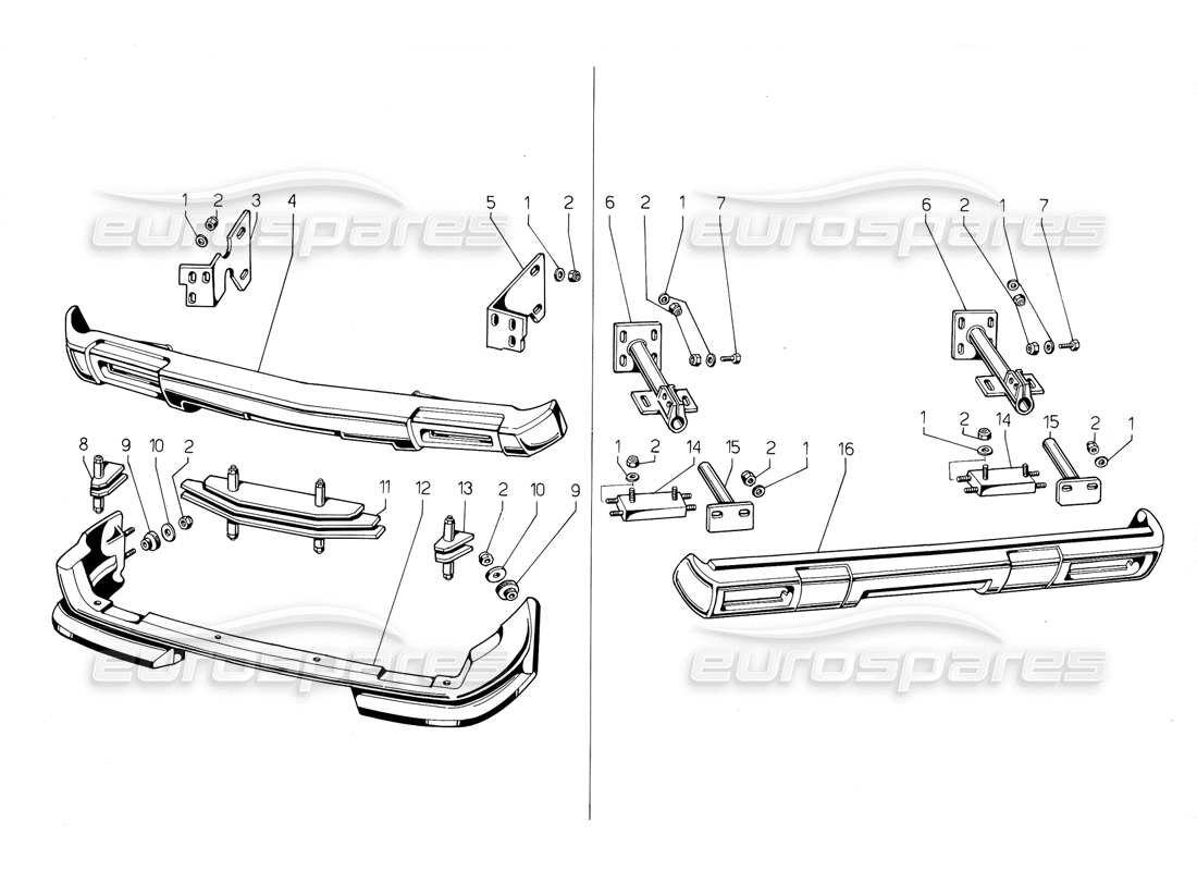 lamborghini jalpa 3.5 (1984) stoßstangen und spoiler teilediagramm