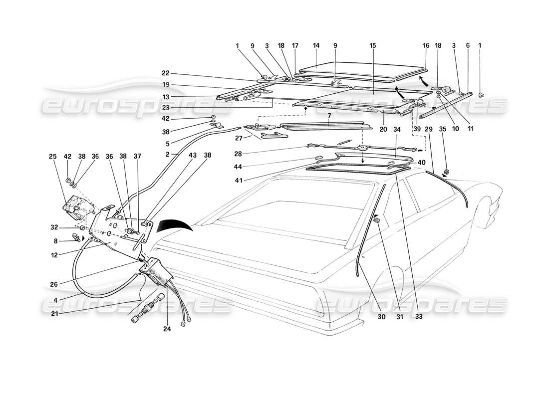 ferrari mondial 3.2 qv (1987) schiebedach - 3.2 mondial coupe ersatzteildiagramm