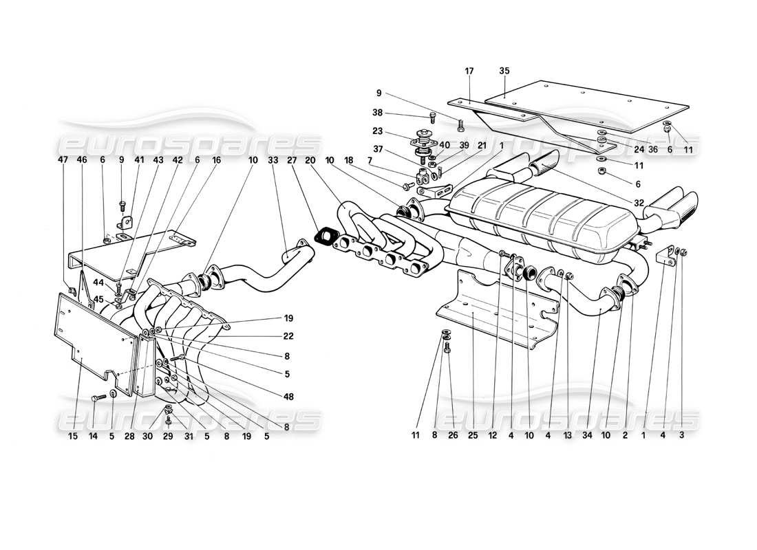 ferrari mondial 3.0 qv (1984) auspuffanlage teilediagramm