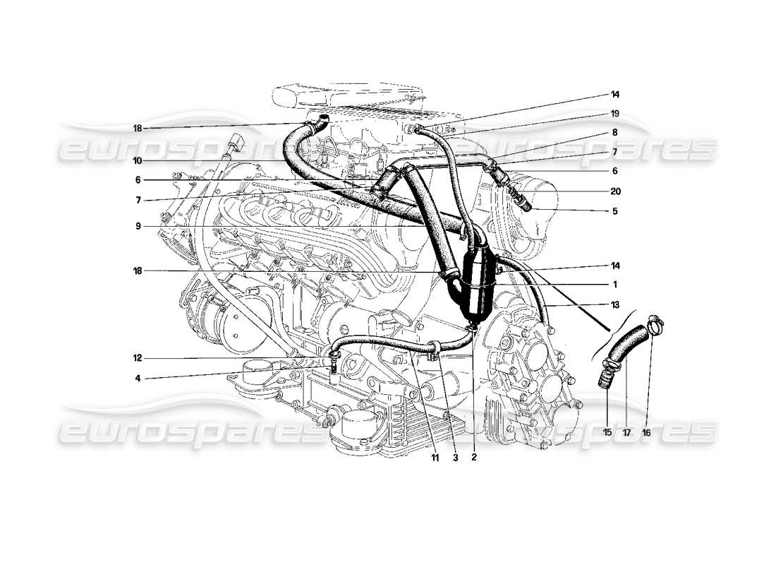 ferrari mondial 3.0 qv (1984) teilediagramm des blow-by-systems