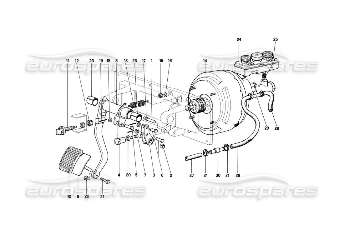 ferrari 400i (1983 mechanical) hydraulische bremssteuerung (400 gt - gültig für rhd-versionen) ersatzteildiagramm