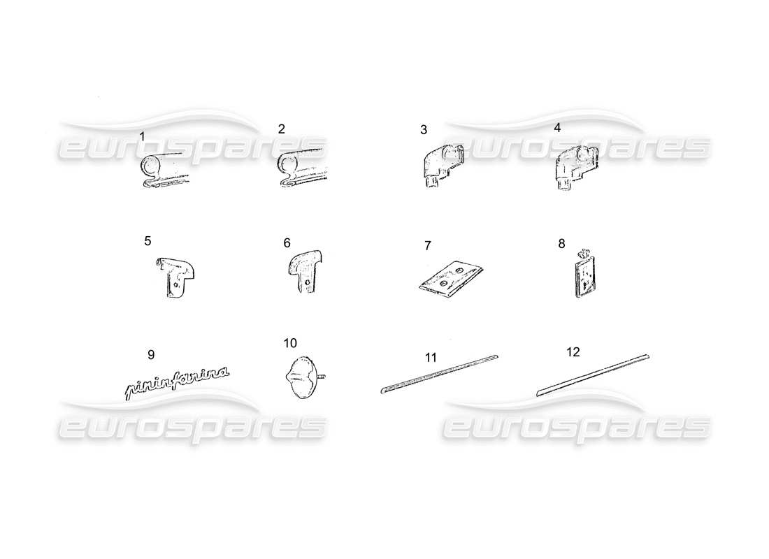 ferrari 250 gt (coachwork) abzeichen und beschläge teilediagramm