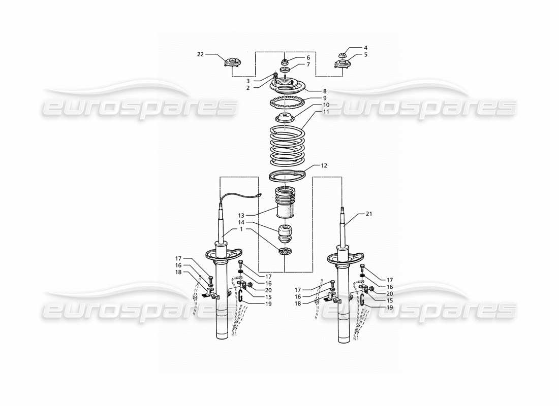 maserati ghibli 2.8 gt (variante) teilediagramm für vorderen stoßdämpfer (nach modifikation)