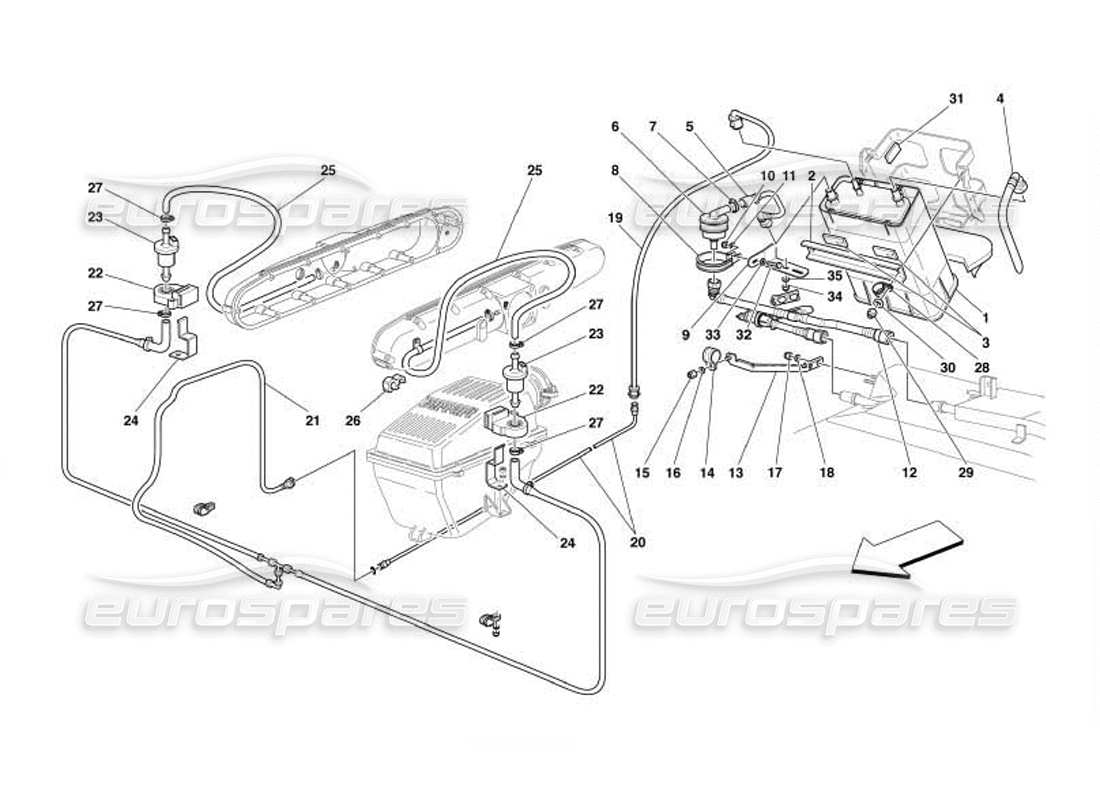 ferrari 550 barchetta antiverdunstungsvorrichtung -gültig für usa und cdn- teilediagramm