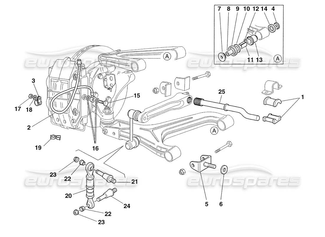 ferrari 355 challenge (1999) teilediagramm für vorderradaufhängung und bremsleitungen