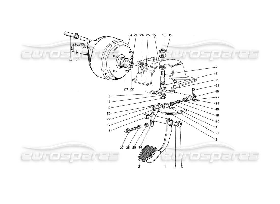 ferrari 208 gt4 dino (1975) teilediagramm des hydraulischen bremssystems (varianten für rhd-versionen)