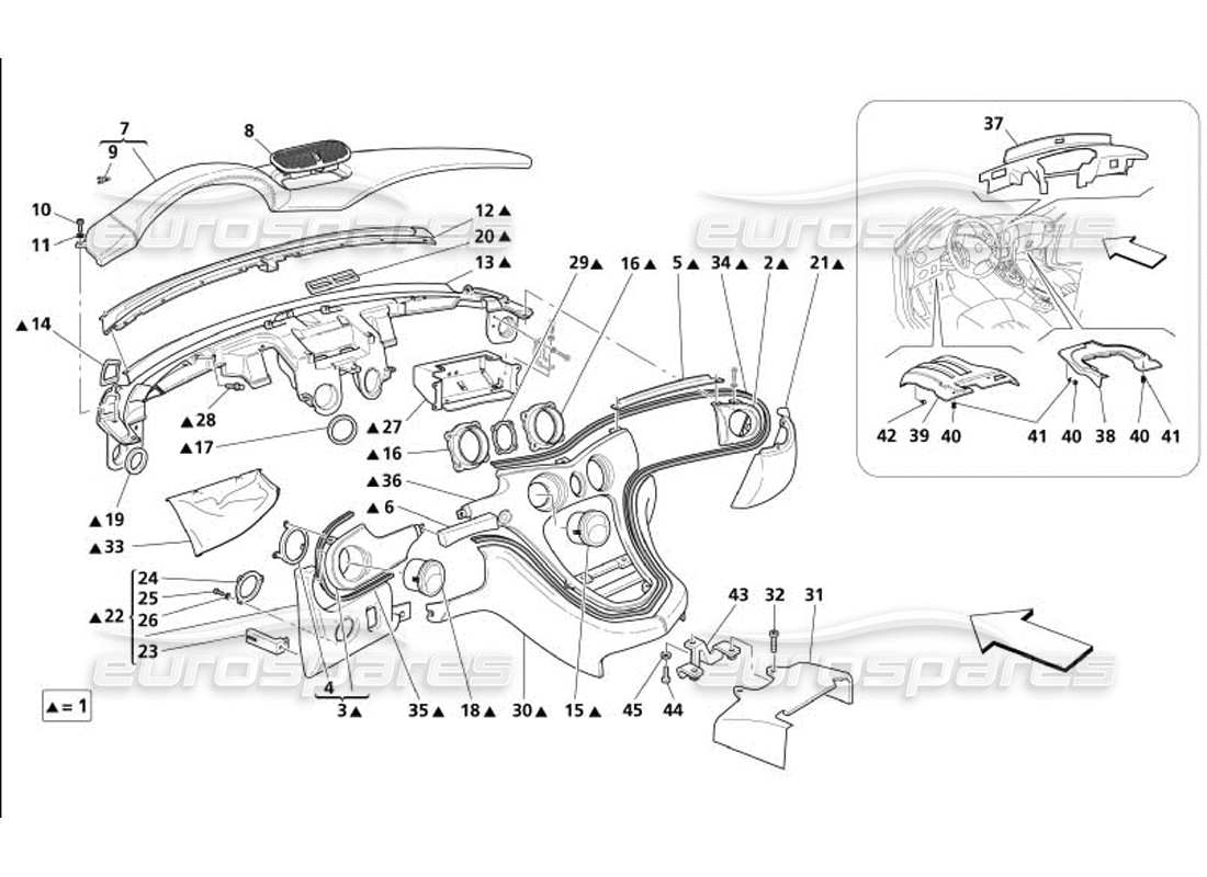 maserati 4200 gransport (2005) armaturenbrett -nicht für gd- ersatzteildiagramm