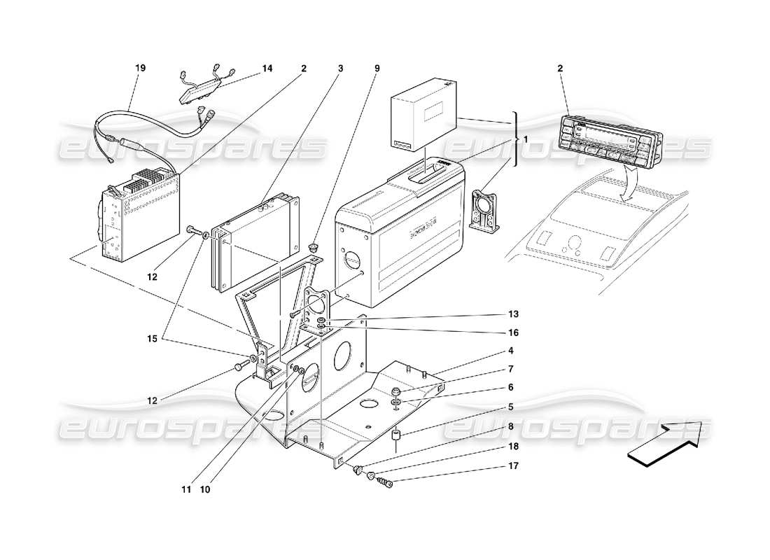 ferrari 456 gt/gta teilediagramm für stereoanlagen