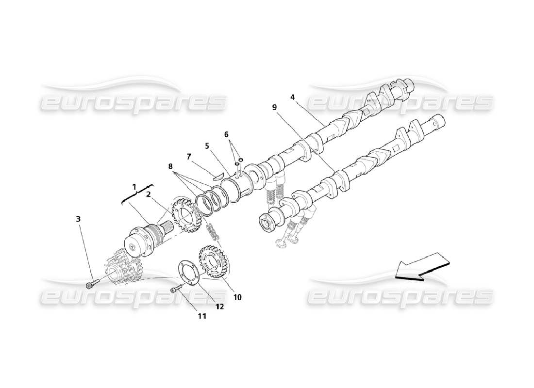 maserati qtp. (2006) 4.2 nockenwellen für linker zylinderkopf teilediagramm