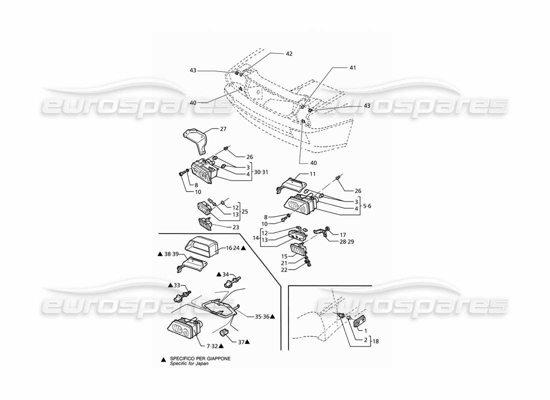 maserati ghibli 2.8 (abs) teilediagramm für frontlichter