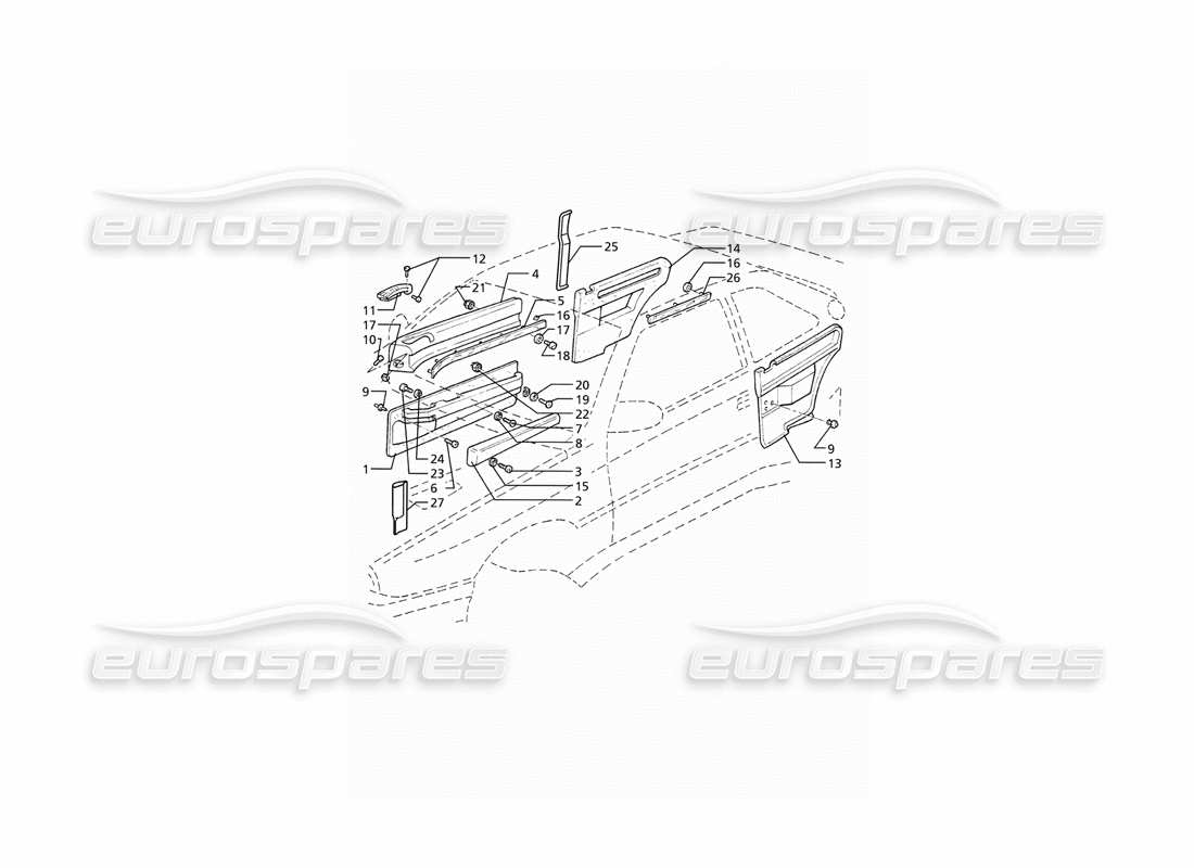 maserati ghibli 2.8 (abs) innenverkleidungen: teilediagramm für paneele