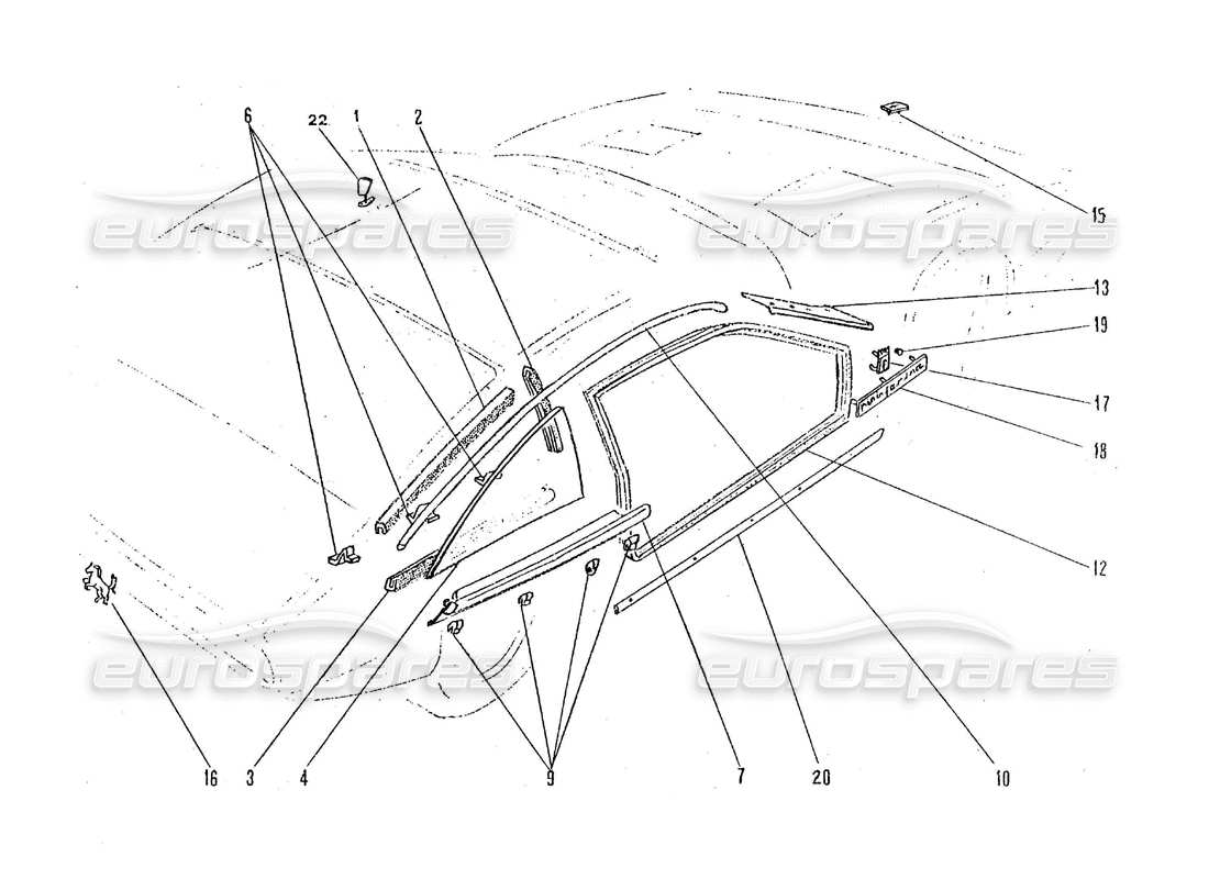 ferrari 365 gtc4 (coachwork) außenverkleidungen und außenverkleidungen teilediagramm