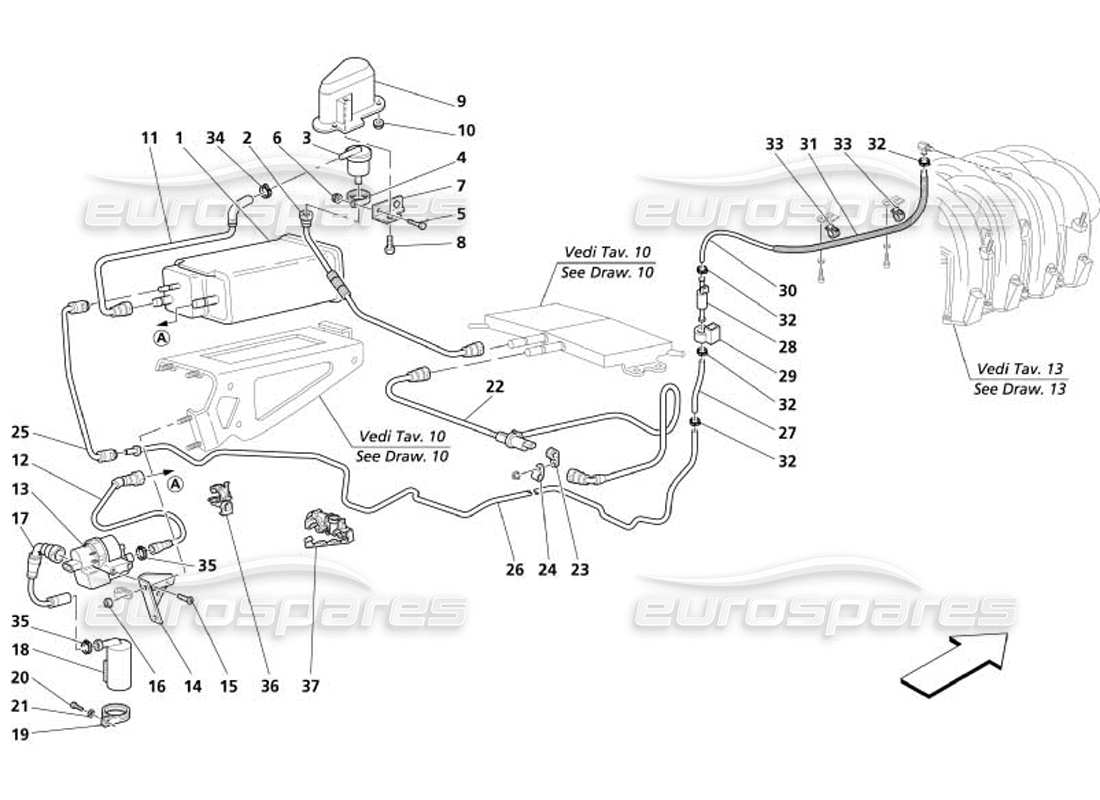 maserati 4200 gransport (2005) antiverdunstungsvorrichtung -gültig für usa und cdn- teilediagramm