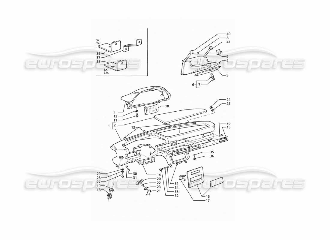 maserati ghibli 2.8 gt (variante) teilediagramm für instrumententafel (linkslenker)
