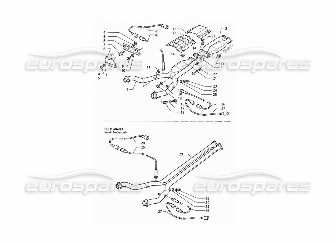 maserati qtp v6 (1996) vorderes auspuffsystem teilediagramm