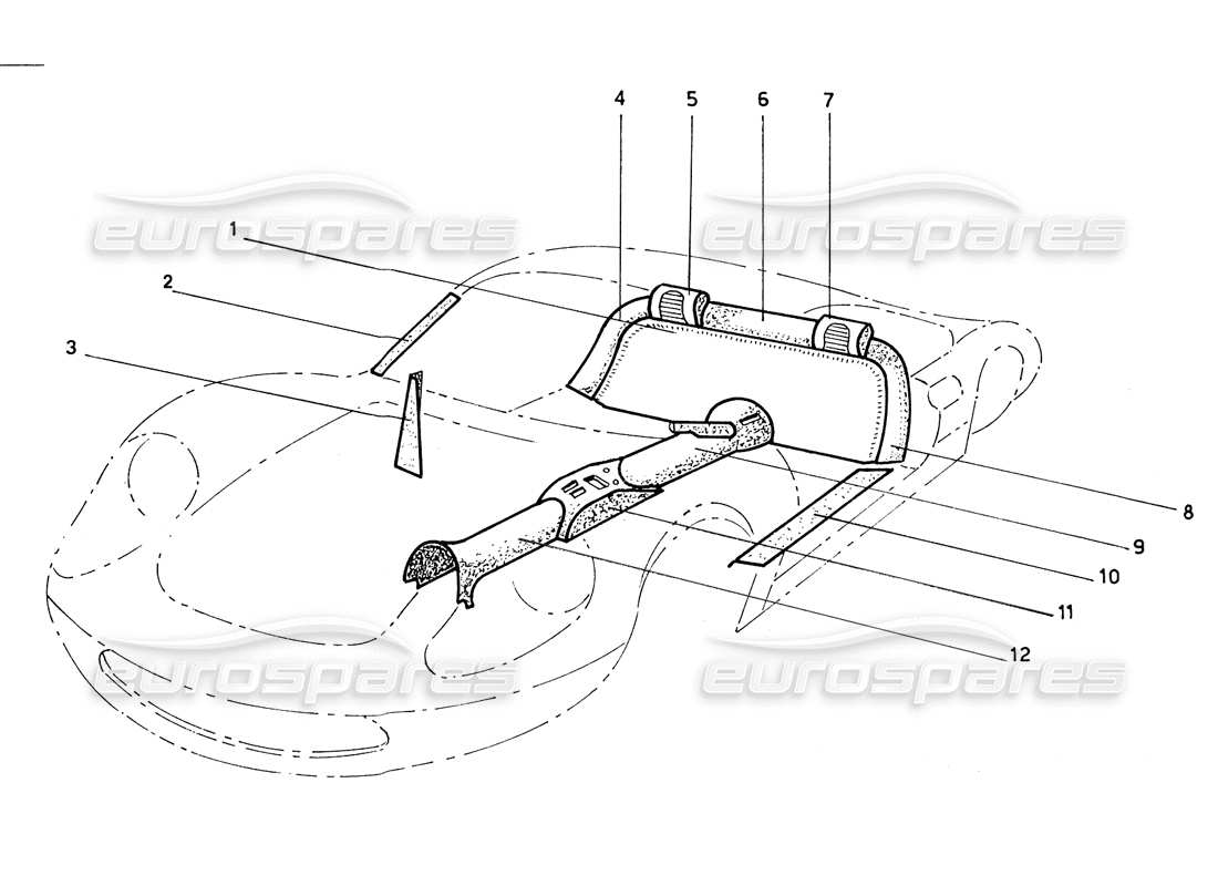 ferrari 206 gt dino (coachwork) teilediagramm für mittelkonsole und kopfstützen