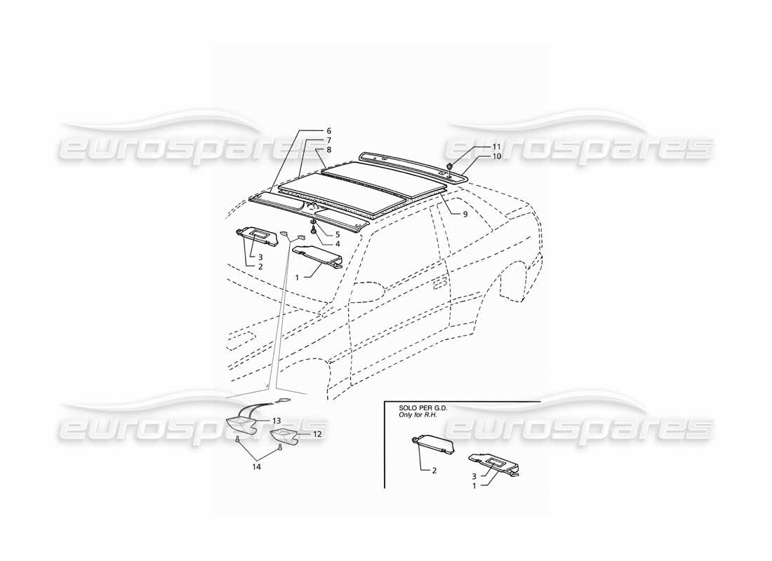 maserati ghibli 2.8 (abs) innenverkleidung: dachteildiagramm