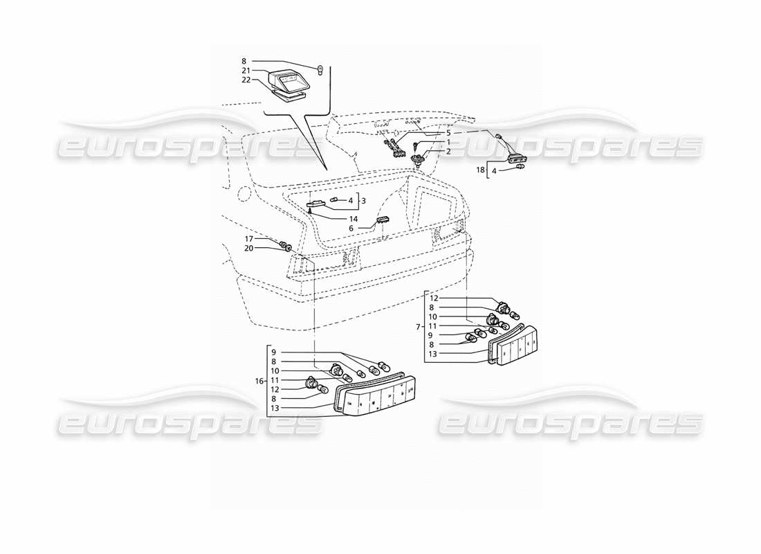 maserati ghibli 2.8 (abs) teilediagramm für rücklichter