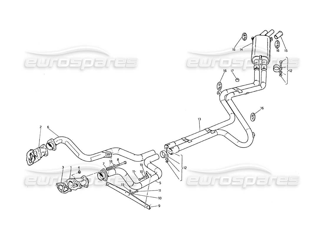 maserati biturbo 2.5 (1984) auspuffanlage teilediagramm