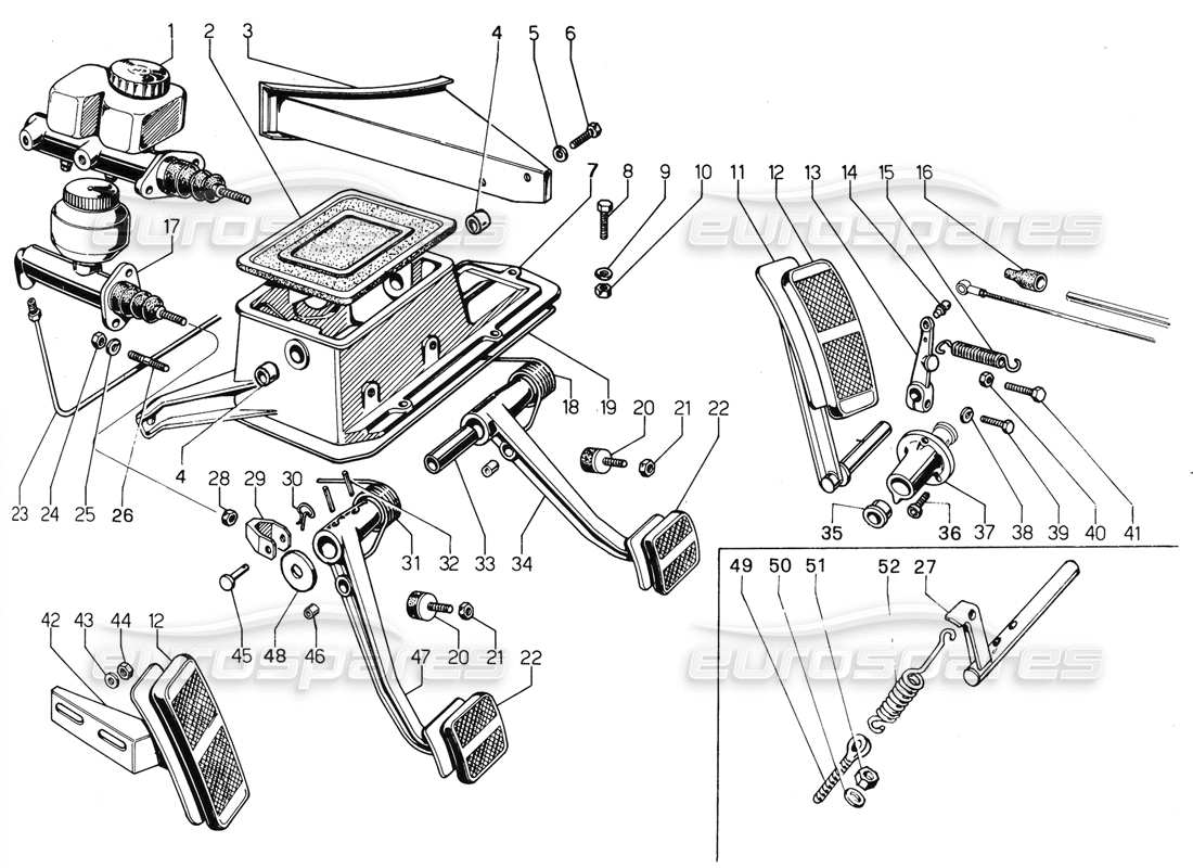 lamborghini urraco p300 pedale teilediagramm