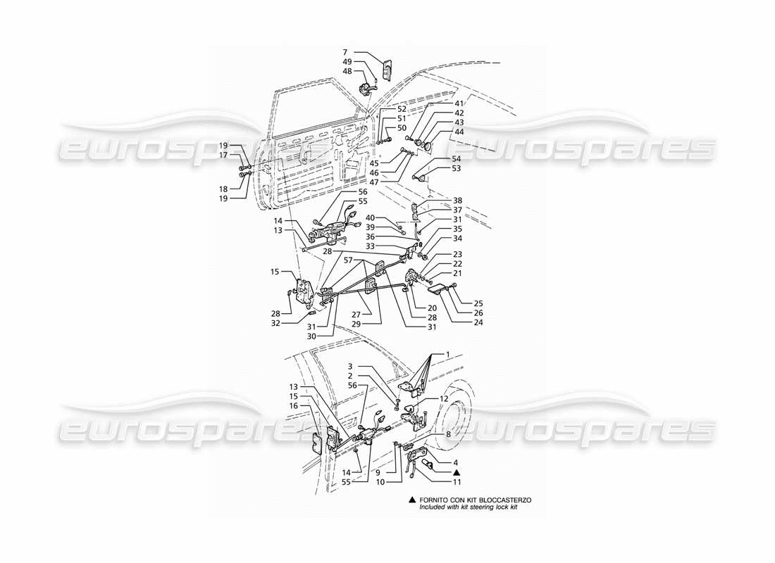 maserati ghibli 2.8 (abs) türen: scharniere und innere bedienelemente teilediagramm