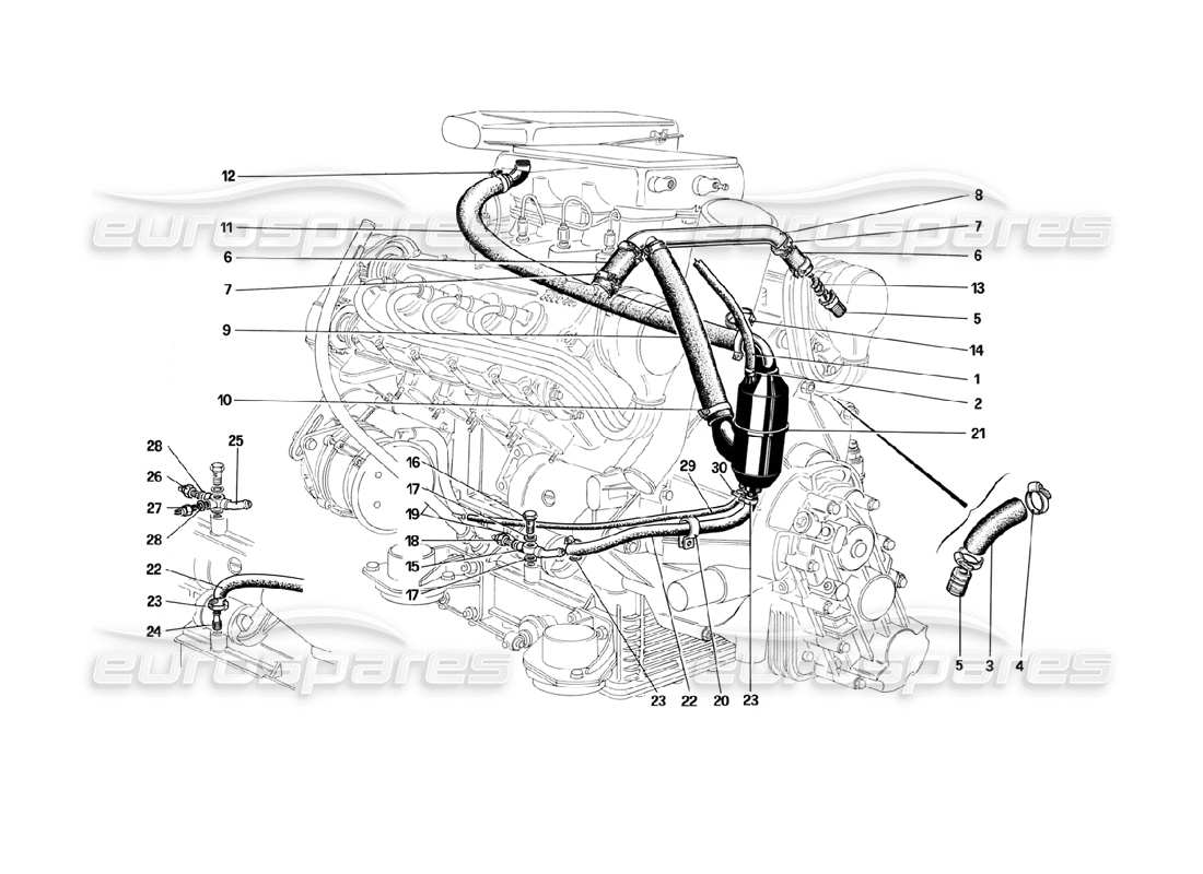 ferrari mondial 3.2 qv (1987) teilediagramm des blow-by-systems