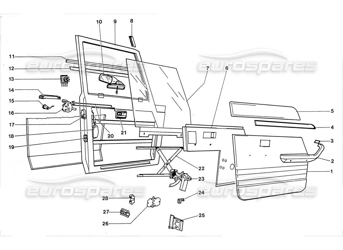 lamborghini lm002 (1988) haustür teilediagramm