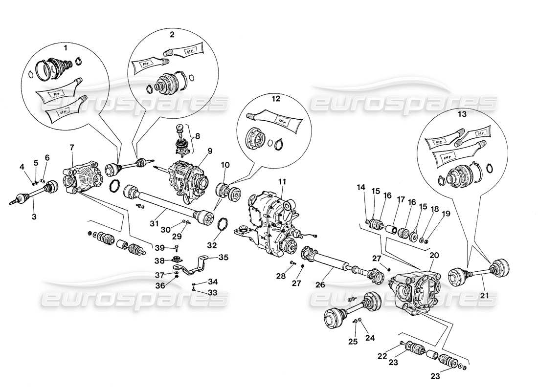 lamborghini lm002 (1988) übertragung teilediagramm