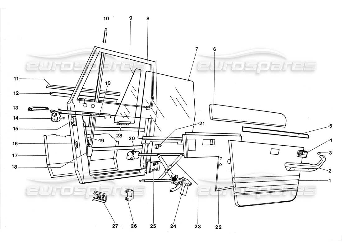 lamborghini lm002 (1988) hintertür teilediagramm