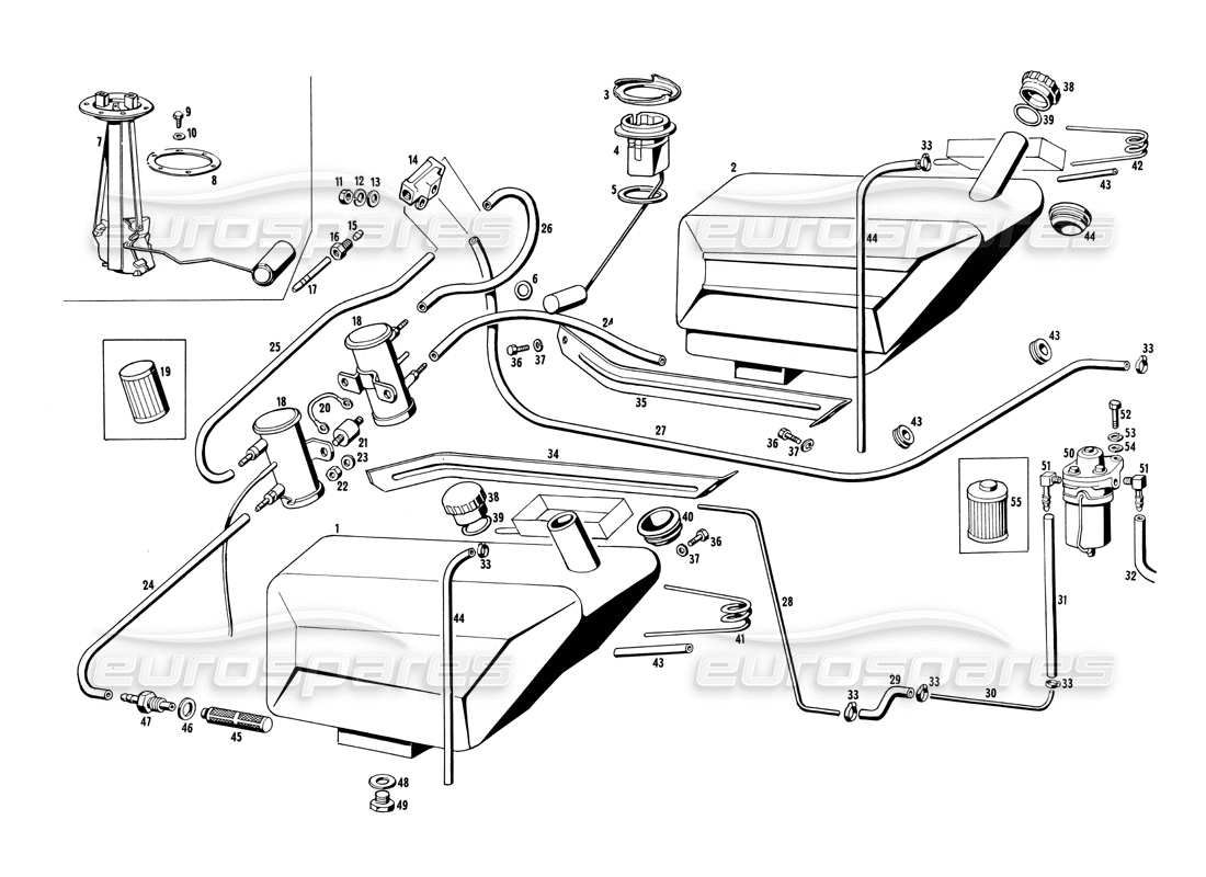 maserati ghibli 4.7 / 4.9 kraftstofftank und pumpe teilediagramm