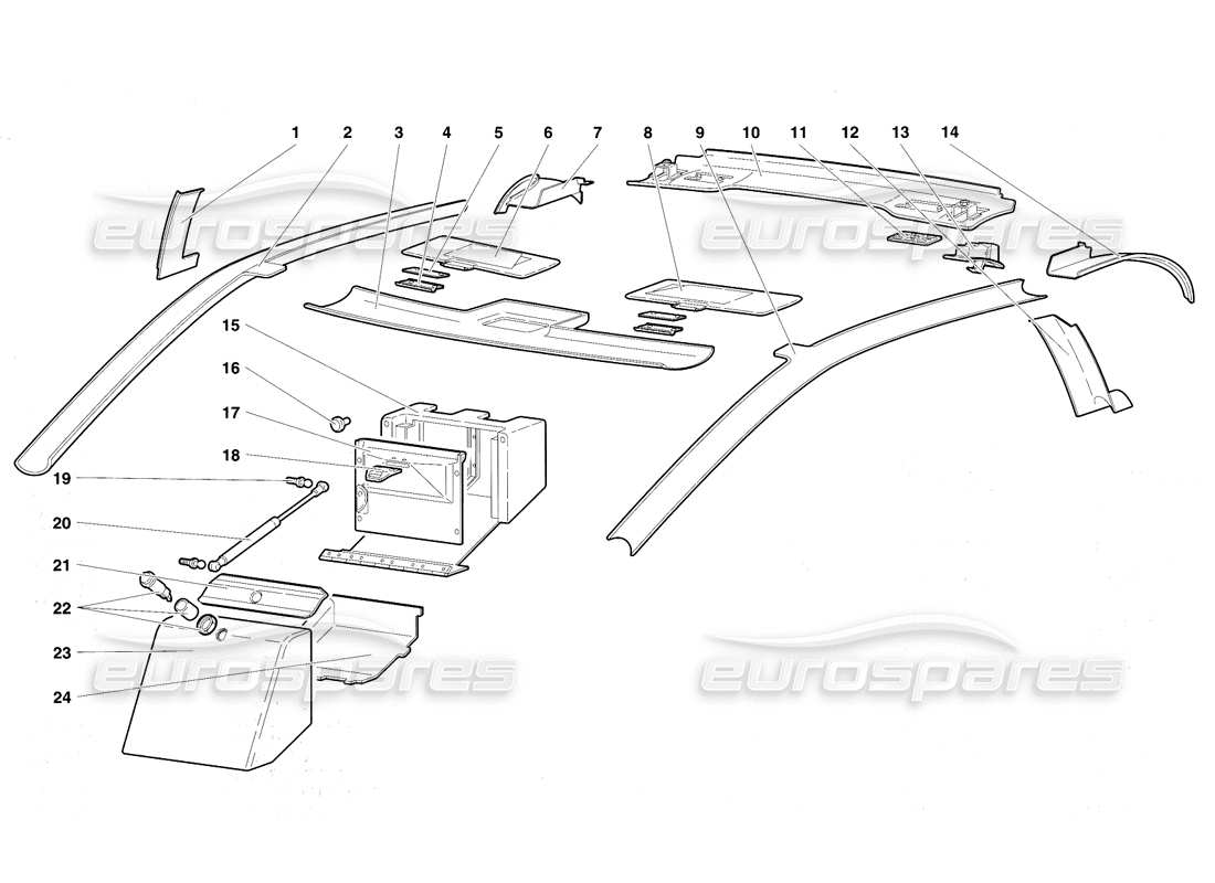 lamborghini diablo vt (1994) fahrgastraumverkleidung teilediagramm