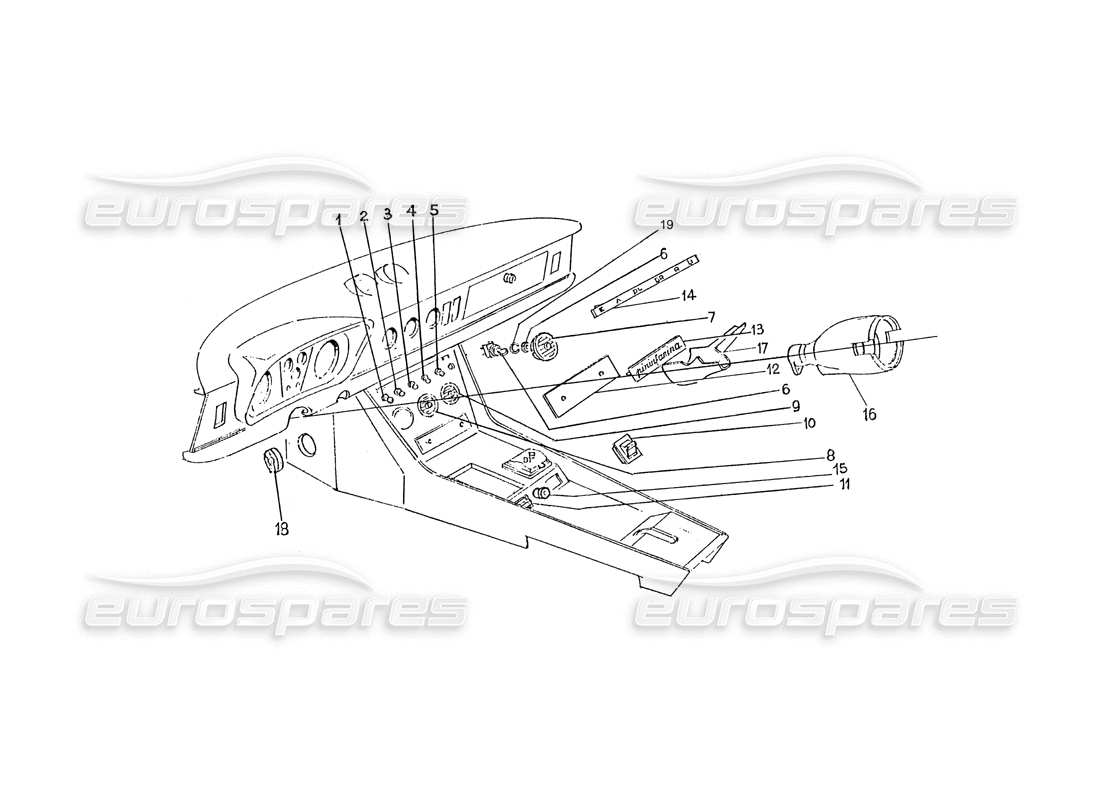 ferrari 365 gtc (coachwork) zubehör für innenraumlüftungen und -schalter teilediagramm