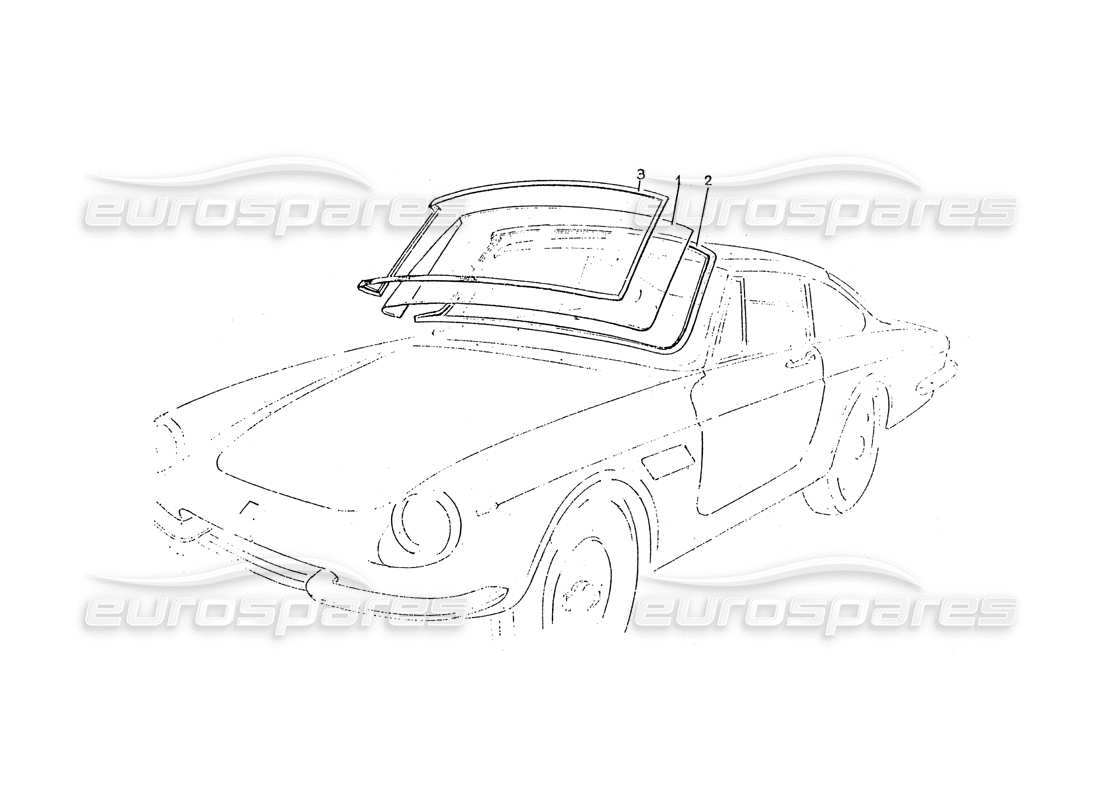 ferrari 365 gtc (coachwork) teilediagramm für die frontscheibe
