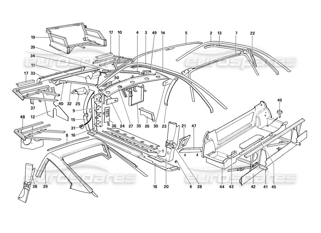 ferrari 328 (1988) karosserie - innere elemente (nicht für aus - us - sa - j - ch87 - ch88) ersatzteildiagramm