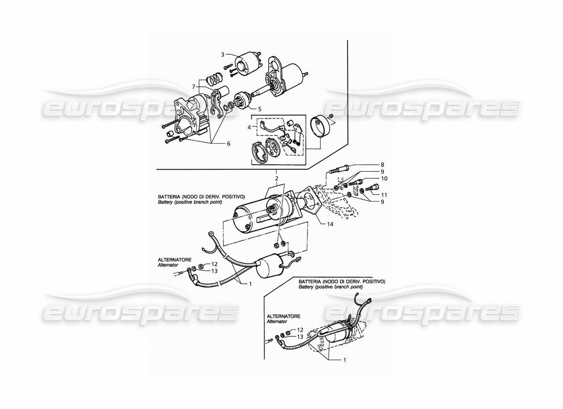 maserati qtp. 3.2 v8 (1999) teilediagramm des anlassers