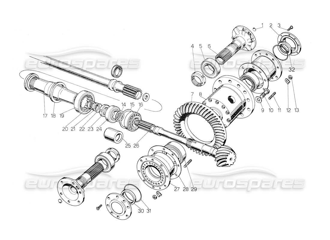 lamborghini countach 5000 s (1984) differential teilediagramm