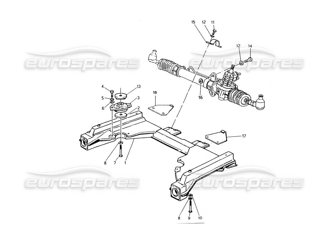 maserati 418 / 4.24v / 430 teilediagramm des vorderen chassis