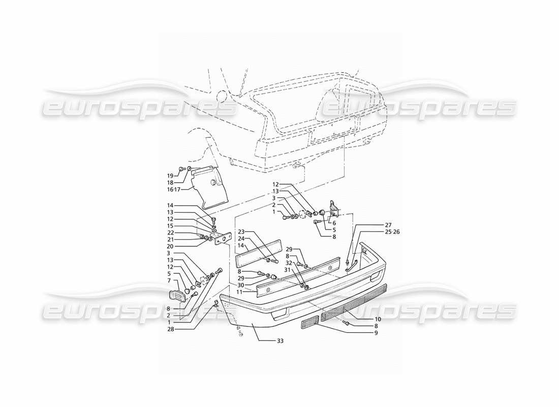 maserati ghibli 2.8 (abs) hintere stoßstange teilediagramm