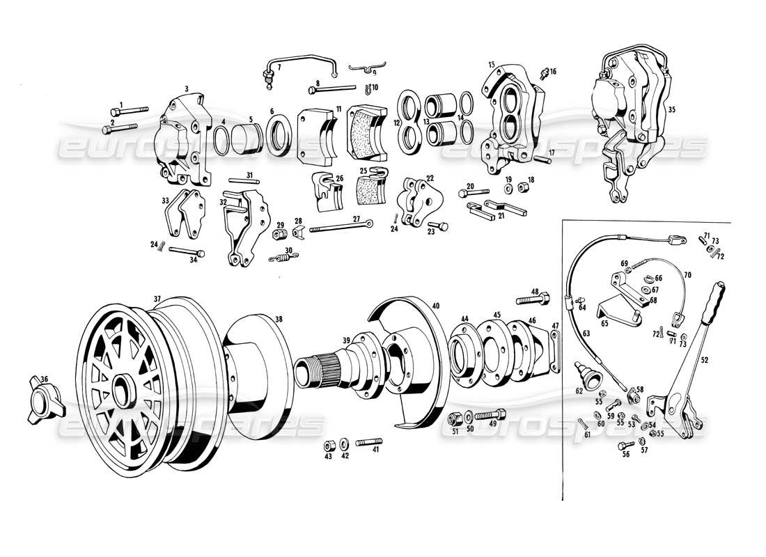 maserati ghibli 4.7 / 4.9 teilediagramm für vorderbremsen und handbremse