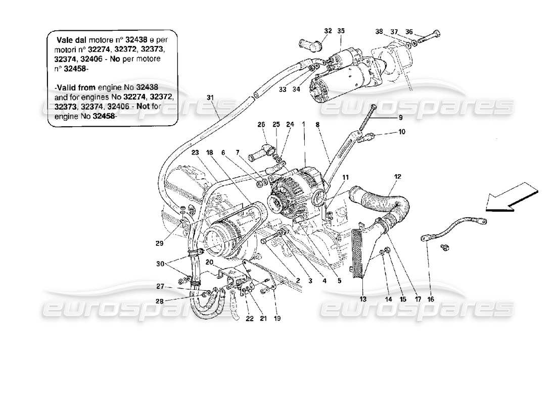 ferrari 512 tr aktueller generator -gültig ab motor-nr. ...- ersatzteildiagramm